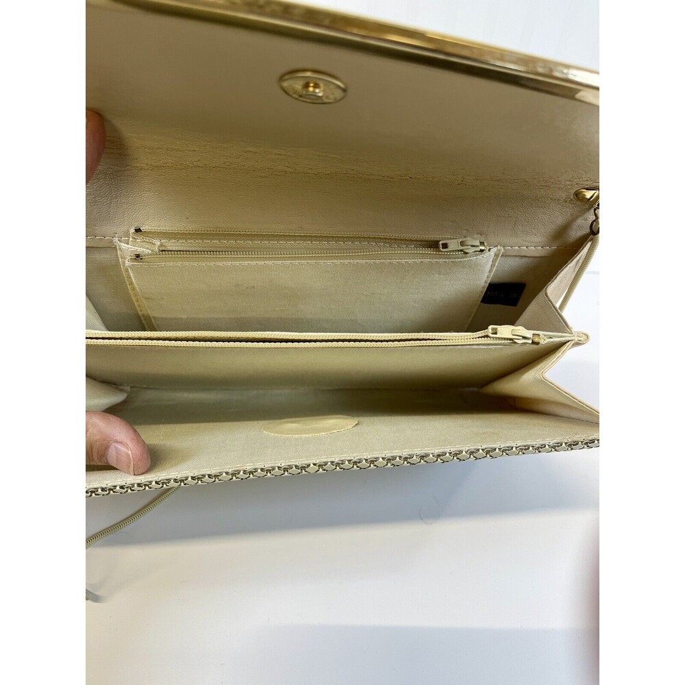 Vintage Art Deco Ivory/White GloMesh Clutch Purse Bag With Chain‎ Shoulder Strap - Picture 5 of 9